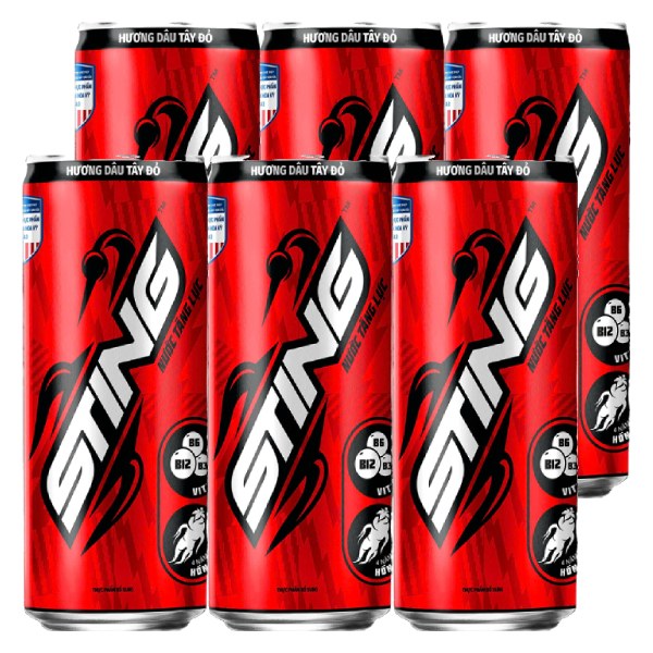 Nước Tăng Lực Sting Dâu Sleek Lốc 6 Lon 320Ml