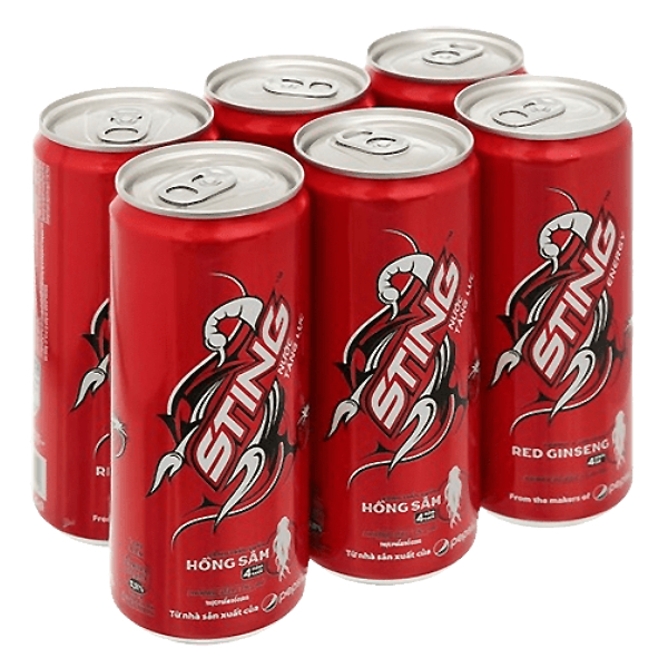 Nước Tăng Lực Sting Dâu Sleek Lốc 6 Lon 320Ml