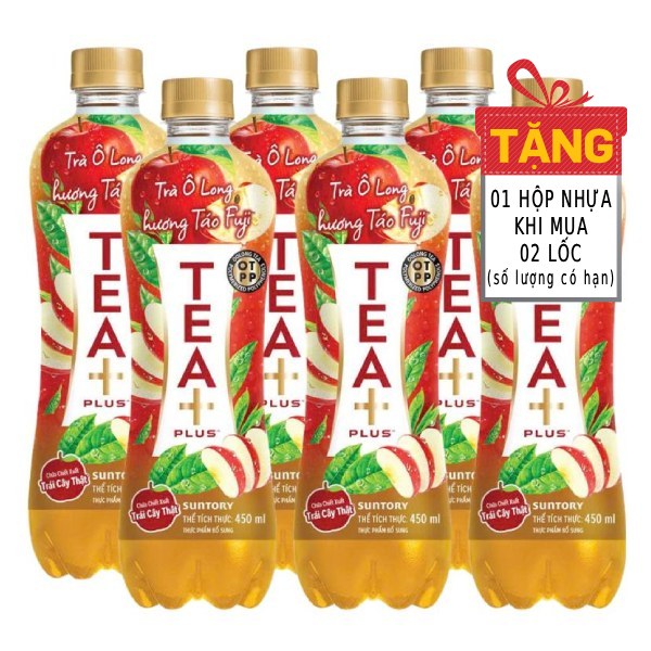 Trà Ô Long Tea Plus Vị Táo Lốc 6 Chai 450Ml