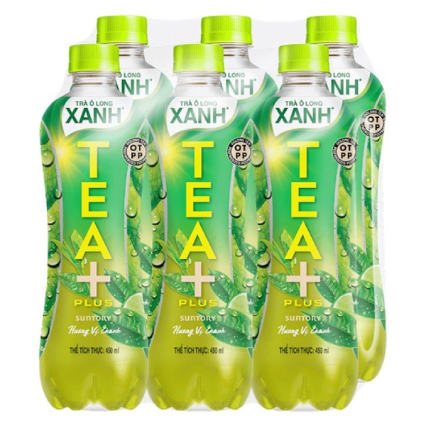 Trà Ô Long Xanh Tea Plus Hương Vị Chanh Lốc 6 Chai 450Ml