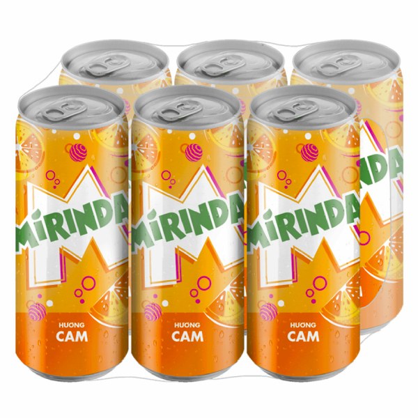 Lốc 6 Nước Ngọt Mirinda Cam Sleek Lon 320Ml