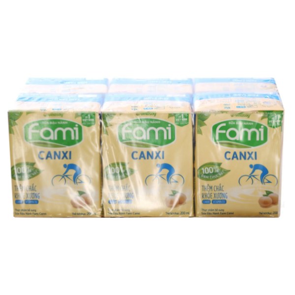 Lốc 6 Sữa Đậu Nành Fami Canxi Hộp 200Ml