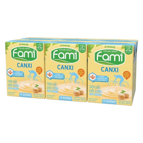 Lốc 6 Sữa Đậu Nành Fami Canxi Ít Đường Hộp 200Ml