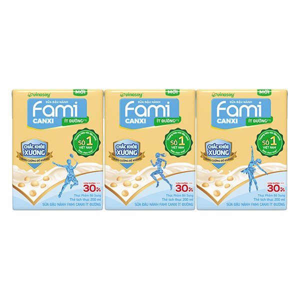 Lốc 6 Sữa Đậu Nành Fami Canxi Ít Đường Hộp 200Ml