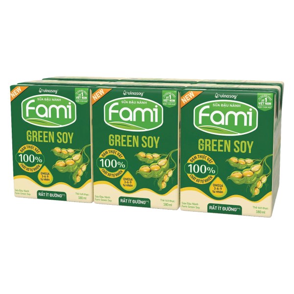 (Only Emartmall) Lốc 6 Sữa Đậu Nành Green Soy Rất Ít Đường 180Ml