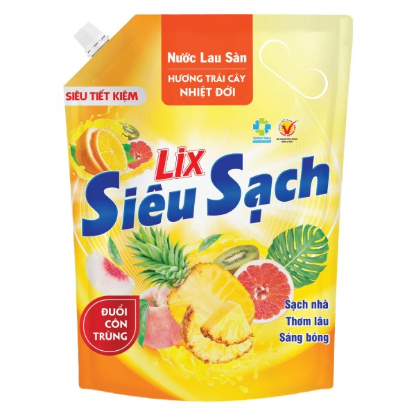Nước Lau Sàn Lix Siêu Sạch Hương Trái Cây Túi 3.2L