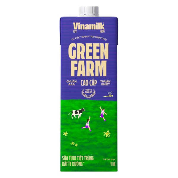 Sữa Tươi Tiệt Trùng Vinamilk Green Farm Rất Ít Đường Hộp 1L