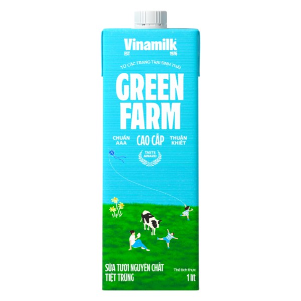 Sữa Tươi Tiệt Trùng Vinamilk Green Farm Không Đường Hộp 1L