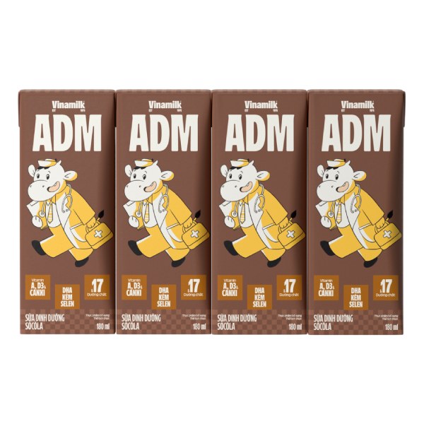 Lốc 4 Sữa Dinh Dưỡng Vinamilk ADM Socola 180Ml