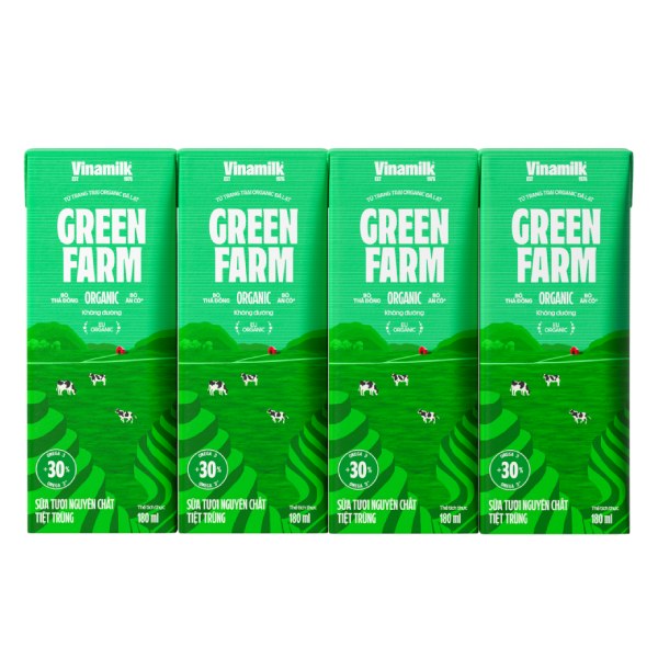 Lốc 4 Sữa Tươi Tiệt Trùng Vinamilk Green Farm Organic 180Ml