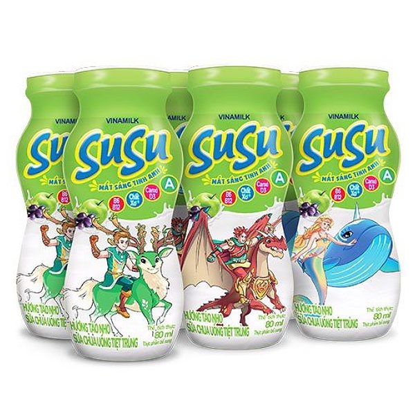 Lốc 6 Sữa Chua Uống Tiệt Trùng Vinamilk Susu Táo Chai 80Ml