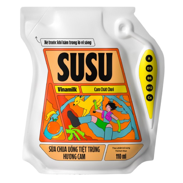 Sữa Chua Uống Tiệt Trùng Vinamilk Susu Hương Cam Túi 110Ml