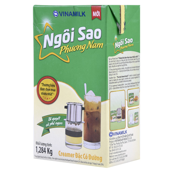Sữa Đặc Có Đường Ngôi Sao Phương Nam Xanh Lá Hộp Giấy 1284G