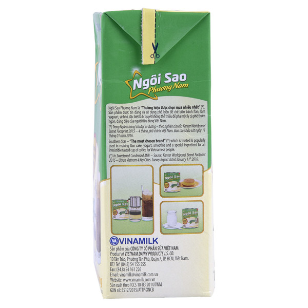 Sữa Đặc Có Đường Ngôi Sao Phương Nam Xanh Lá Hộp Giấy 1284G