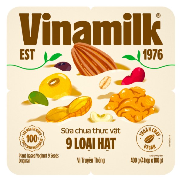 Lốc 4 Sữa Chua Ăn Vinamilk Thực Vật 9 Loại Hạt 100G