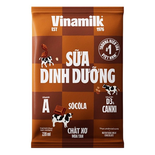 Sữa Dinh Dưỡng Vinamilk Socola Bịch 220Ml 