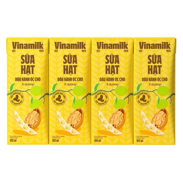 Lốc 4 Sữa Đậu Nành Vinamilk Hạt Óc Chó 180Ml