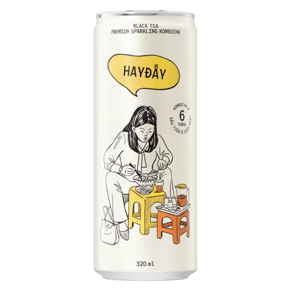 Trà Kombucha Hay Đấy Trà Đen Lon 320Ml