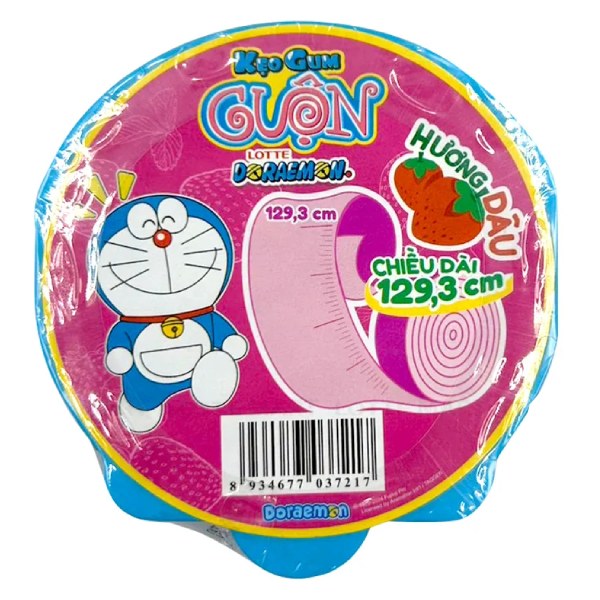 Kẹo Gum Cuộn Lotte Doraemon Vị Dâu Hộp 56G