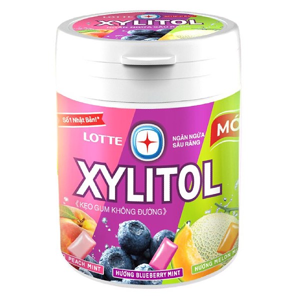 Kẹo Cao Su Xylitol Trái Cây Hỗn Hợp Hũ 130.5G