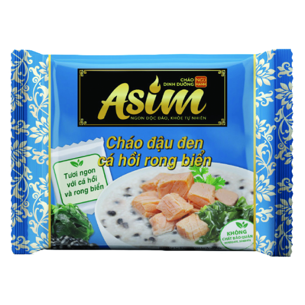 Cháo Ăn Liền Gấu Đỏ Asim Đậu Đen Cá Hồi Rong Biển Gói 72G