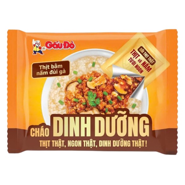 Cháo Dinh Dưỡng Gấu Đỏ Thịt Bằm Nấm Đùi Gà Gói 74G