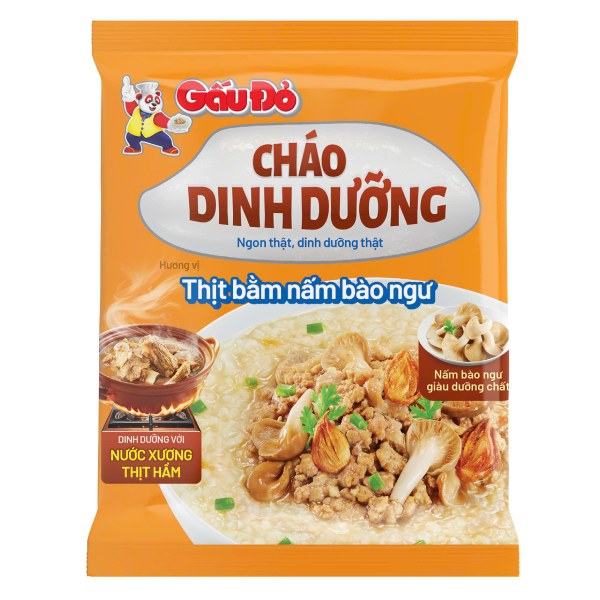 (Only Emartmall) Cháo Dinh Dưỡng Gấu Đỏ Thịt Bằm Nấm Bào Ngư Gói 60G