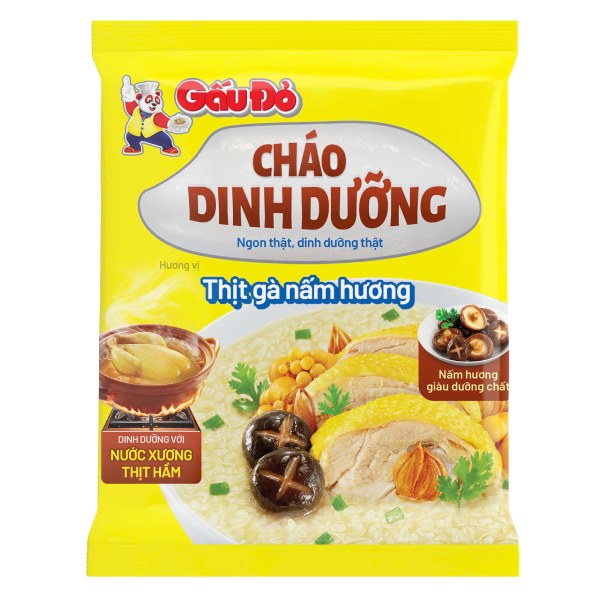 (Only Emartmall) Cháo Dinh Dưỡng Gấu Đỏ Thịt Gà Nấm Hương Gói 60G