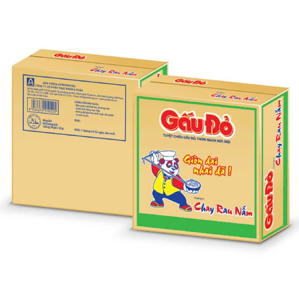 Mì Gấu Đỏ Chay Rau Nấm Thùng 30 Gói 62G