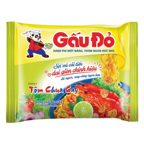 Mì Gấu Đỏ Tôm Chua Cay Gói 63G