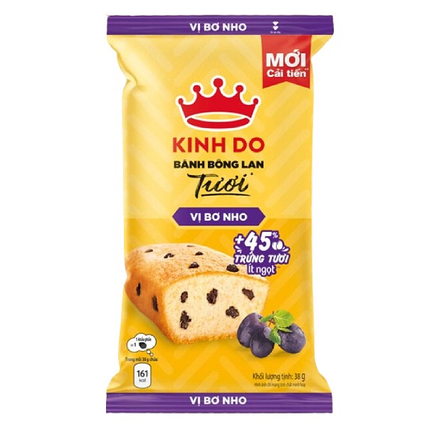 Bánh Bông Lan Tươi Kinh Đô Vị Bơ Nho Gói 38G
