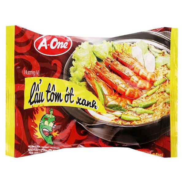 Mì A-One Lẩu Tôm Ớt Xanh Gói 79G