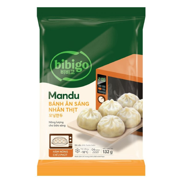 Bánh Ăn Sáng Mandu Bibigo Nhân Thịt 132G