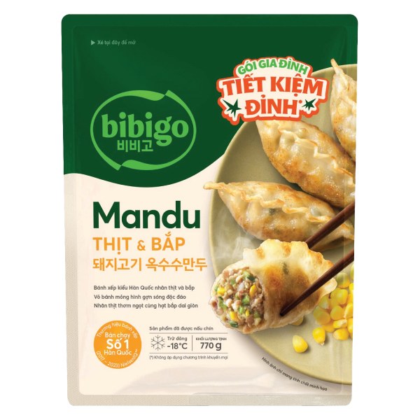 Bánh Xếp Mandu Bibigo Nhân Thịt Và Bắp Gói 770G