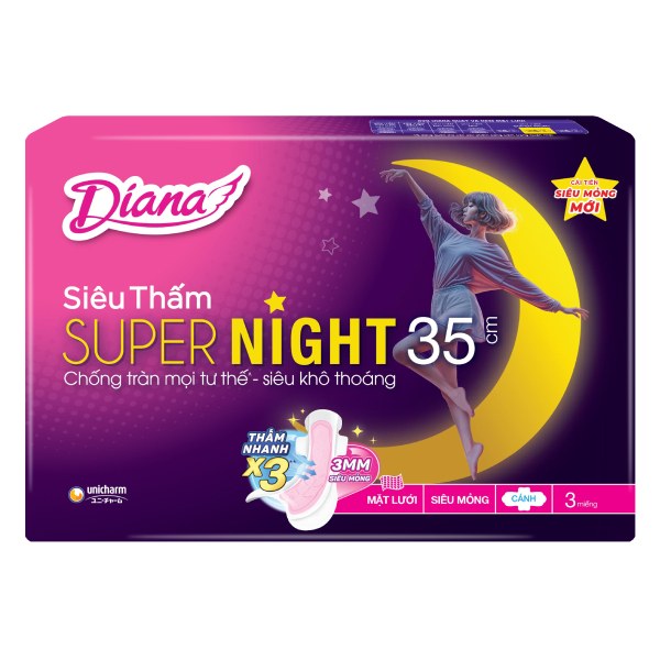 Băng Vệ Sinh Diana Super Night 35Cm Gói 3 Miếng