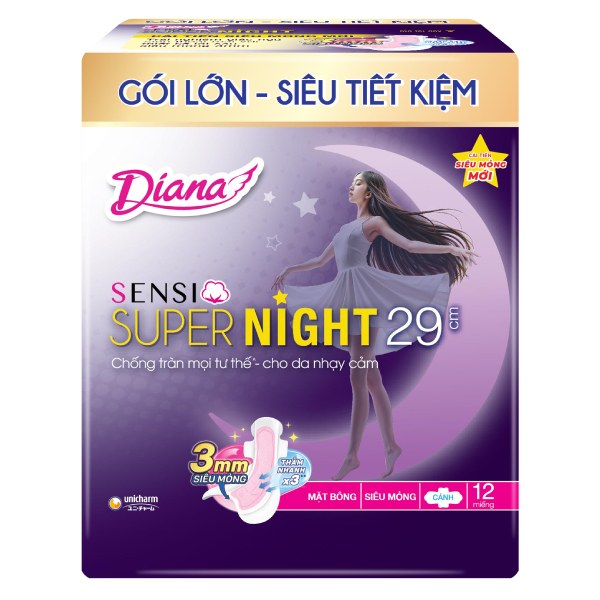 Băng Vệ Sinh Diana Sensi Đêm 29Cm Gói 12 Miếng