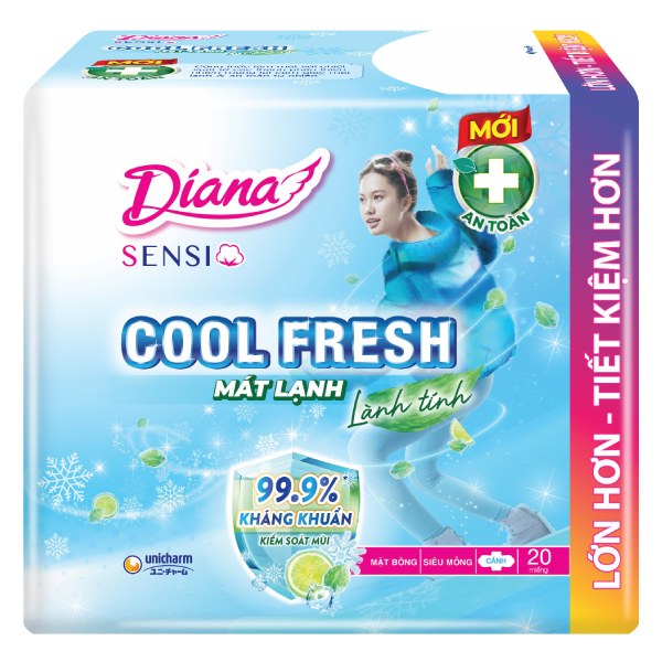 Băng Vệ Sinh Diana Sensi Cool Fresh Siêu Mỏng Cánh 20 Miếng