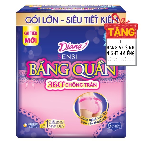 Băng Vệ Sinh Quần Diana Sensi Night M-L 5 Miếng