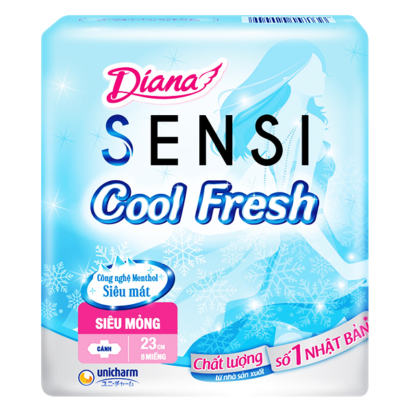 Băng Vệ Sinh Diana Sensi Cool Fresh Siêu Mỏng Cánh 8M