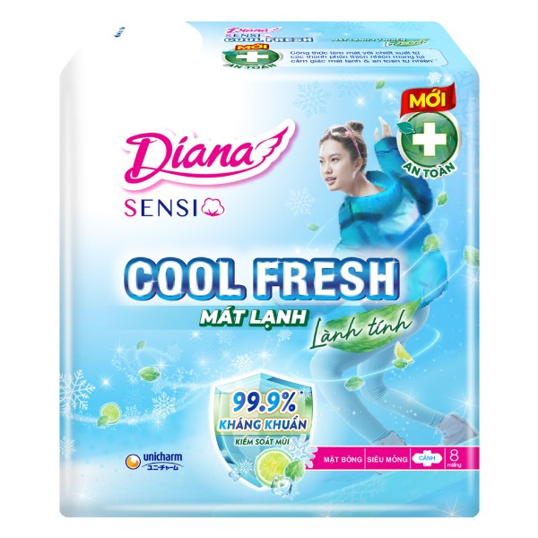 Băng Vệ Sinh Diana Sensi Cool Fresh Siêu Mỏng Cánh 8M