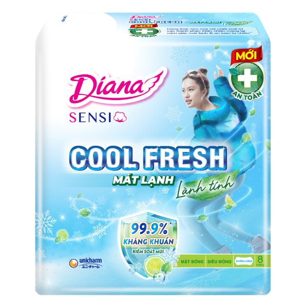 Băng Vệ Sinh Diana Sensi Cool Fresh Siêu Mỏng Không Cánh 8M