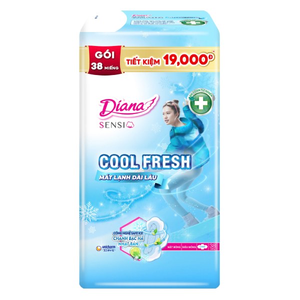 Băng Vệ Sinh Diana Sensi Cool Fresh Siêu Mỏng Cánh 38 Miếng