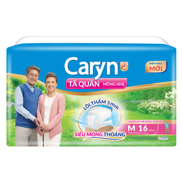 Tã Quần Người Lớn Caryn Mỏng Nhẹ Size M 16 Miếng