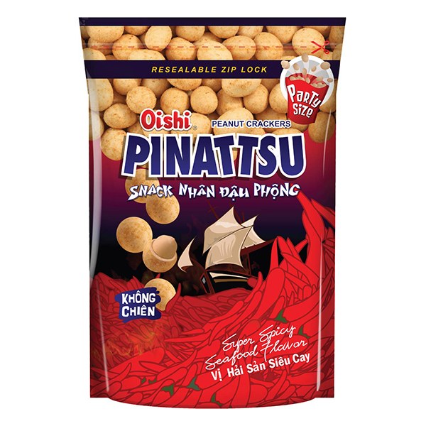Đậu Phộng Oishi Pinattsu Vị Hải Sản Siêu Cay Gói 85G