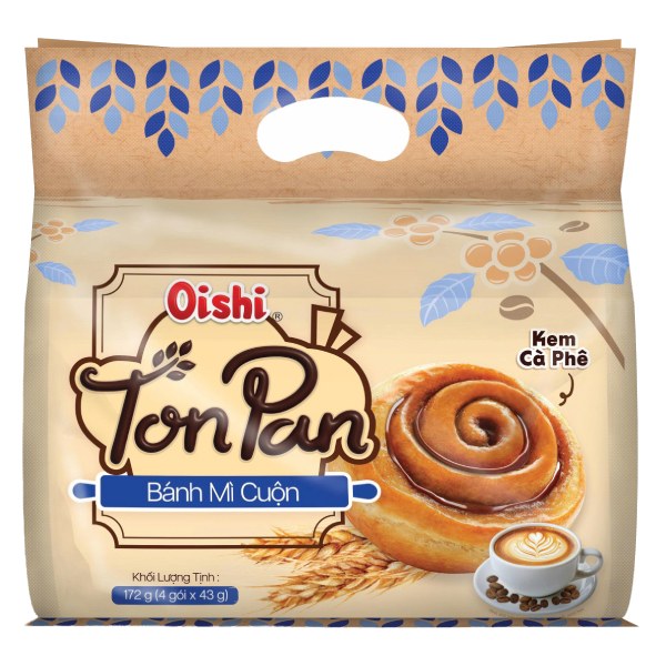 Bánh Mì Oishi Ton Pan Nhân Kem Cà Phê Gói 172G
