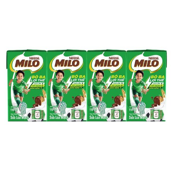 Lốc 4 Thức Uống Lúa Mạch Nestle Milo 110Ml