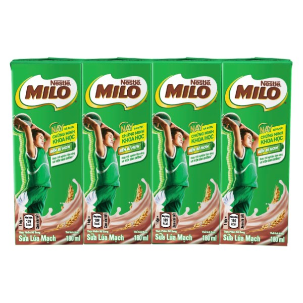 Lốc 4 Thức Uống Lúa Mạch Nestle Milo 180Ml