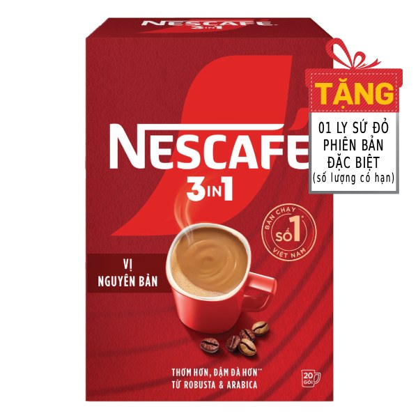Cà Phê Nescafe 3in1 Vị Nguyên Bản Hộp Đỏ 20 Gói*16G