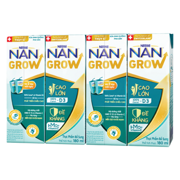 Lốc 4 Sữa Bột Pha Sẵn Nan Grow 180Ml