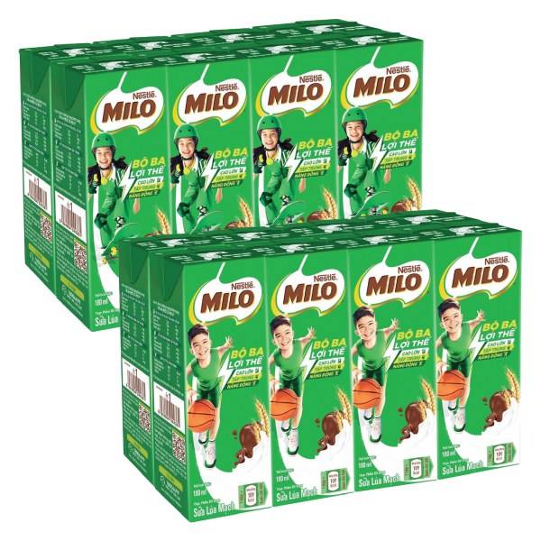 Lốc 8 Sữa Lúa Mạch Milo Có Đường Hộp 180Ml